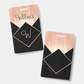 Mit Monogramm Diamant-Logo-metallisches weibliches Ausweis (Vorder- & Rückseite)