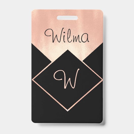 Mit Monogramm Diamant-Logo-metallisches weibliches Ausweis (Vorderseite)