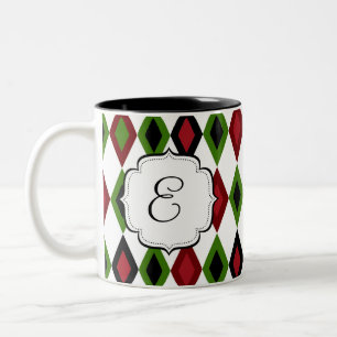 Mit Monogramm Diamant-Muster-Tee-Kaffee-Tasse Zweifarbige Tasse