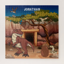 Mit Monogramm Dinosaurier im Dschungel braun niedl