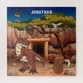 Mit Monogramm Dinosaurier im Dschungel braun niedl Puzzle