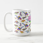 Mit Monogramm Dinosaurier-Mädchen Kaffeetasse (Links)
