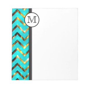Mit Monogramm, diva-blaues Goldmuster Notizblock