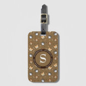 Mit Monogramm Dog-Muster Gepäckanhänger (Vorderseite Vertikal)