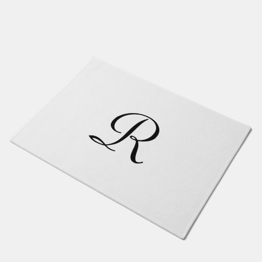 Mit Monogramm Doormat für Weiß und Schwarz Fußmatte (Schrägansicht)
