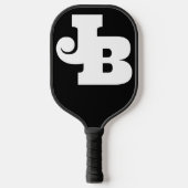 Mit Monogramm Doppelte Erstschwarz und Weiß Pickleball Schläger (Vorderseite)
