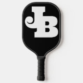 Mit Monogramm Doppelte Erstschwarz und Weiß Pickleball Schläger (Rückseite)