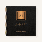 Mit Monogramm Drehbuchname Schwarz Notizblock (Vorderseite)