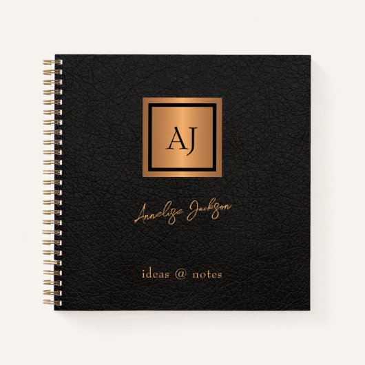 Mit Monogramm Drehbuchname Schwarz Notizblock (Vorderseite)