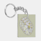 Mit Monogramm Dreifach-Daisy-Blume Schlüsselanhänger (Vorderseite links)