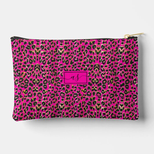 Mit Monogramm Druckfarben mit schwarzem Leopard Zubehörtasche (Rückseite)