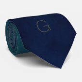 Mit Monogramm dunkelblaue Eleganz Krawatte (Gerollt)