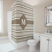 Mit Monogramm dunkelbraune und weiße Streifen Duschvorhang (Beispiel)