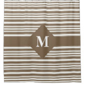 Mit Monogramm dunkelbraune und weiße Streifen Duschvorhang (Vorderseite)