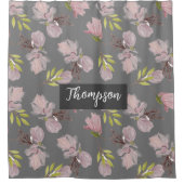 Mit Monogramm dunkelgraues niedliches Blumenmuster Duschvorhang (Vorderseite)