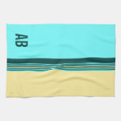 Mit Monogramm dunkelgrüne, gelbe Streifen Geschirrtuch (Horizontal)