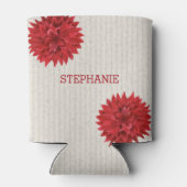 Mit Monogramm dunkelrote Blume Dosenkühler (Rückseite)