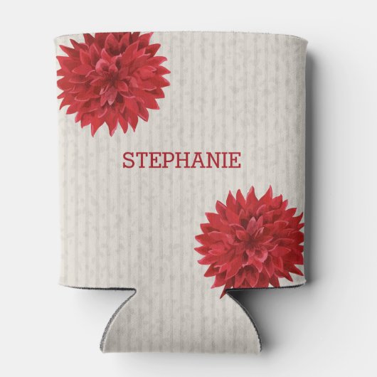 Mit Monogramm dunkelrote Blume Dosenkühler (Rückseite)