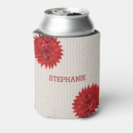 Mit Monogramm dunkelrote Blume Dosenkühler (Kanne Rückseite)