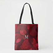 Mit Monogramm dunkelrotes Abstraktes Leaf-Muster Tasche (Vorderseite)