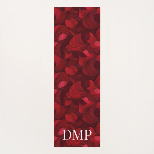 Mit Monogramm dunkelrotes Abstraktes Leaf-Muster Yogamatte (Rückseite)