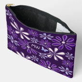 Mit Monogramm dunkle Violette Blume Butterfly Dood Zubehörtasche (Offen)