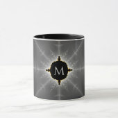 Mit Monogramm dunkles graues und schwarzes Fraktal Tasse (Zentrum)