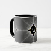 Mit Monogramm dunkles graues und schwarzes Fraktal Tasse (Vorderseite Links)