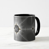 Mit Monogramm dunkles graues und schwarzes Fraktal Tasse (VorderseiteRechts)
