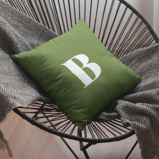 Mit Monogramm dunkles Olive Green Kissen
