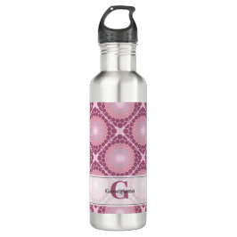 Mit Monogramm Dusky-Rose Dot Mandala geteert Edelstahlflasche