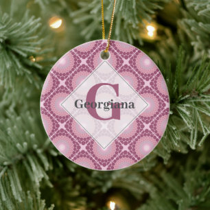 Mit Monogramm Dusky-Rose Dot Mandala geteert Keramik Ornament