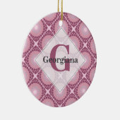 Mit Monogramm Dusky-Rose Dot Mandala geteert Keramik Ornament (Rechts)