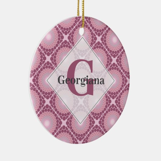 Mit Monogramm Dusky-Rose Dot Mandala geteert Keramik Ornament (Rechts)