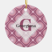 Mit Monogramm Dusky-Rose Dot Mandala geteert Keramik Ornament (Vorne)