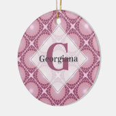 Mit Monogramm Dusky-Rose Dot Mandala geteert Keramik Ornament (Links)