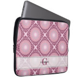 Mit Monogramm Dusky-Rose Dot Mandala geteert Laptopschutzhülle (Vorne Rechts)