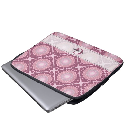 Mit Monogramm Dusky-Rose Dot Mandala geteert Laptopschutzhülle (Vorne Knopf)