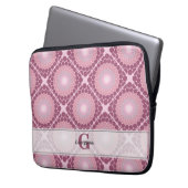 Mit Monogramm Dusky-Rose Dot Mandala geteert Laptopschutzhülle (Vorderseite Links)