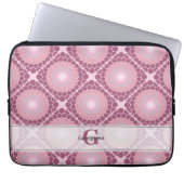 Mit Monogramm Dusky-Rose Dot Mandala geteert Laptopschutzhülle (Vorderseite)