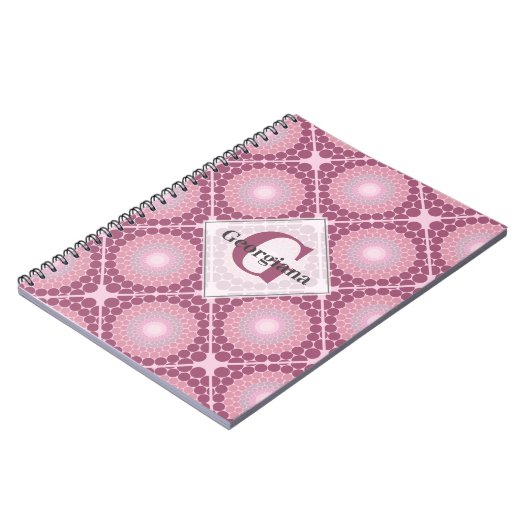 Mit Monogramm Dusky-Rose Dot Mandala geteert Notizblock (Linke Seite)