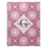 Mit Monogramm Dusky-Rose Dot Mandala geteert Notizblock (Vorderseite)