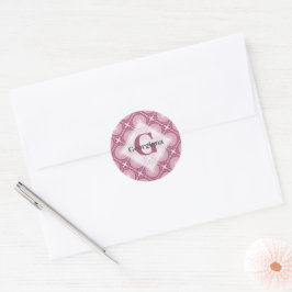 Mit Monogramm Dusky-Rose Dot Mandala geteert Runder Aufkleber