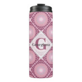 Mit Monogramm Dusky-Rose Dot Mandala geteert Thermosbecher (Vorderseite)