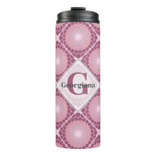 Mit Monogramm Dusky-Rose Dot Mandala geteert Thermosbecher
