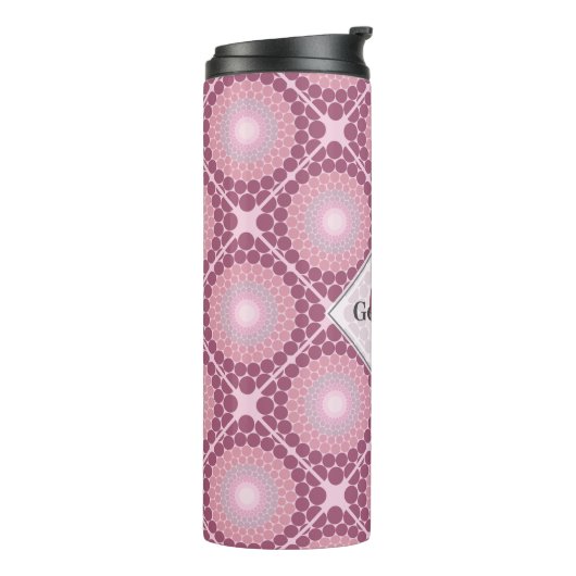 Mit Monogramm Dusky-Rose Dot Mandala geteert Thermosbecher (Nach links gedreht)