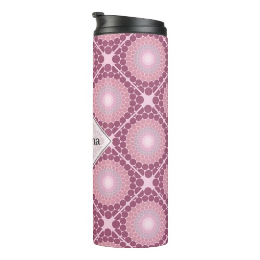 Mit Monogramm Dusky-Rose Dot Mandala geteert Thermosbecher (Nach rechts gedreht)