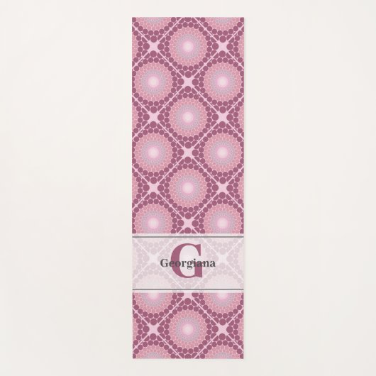 Mit Monogramm Dusky-Rose Dot Mandala geteert Yogamatte (Vorderseite)