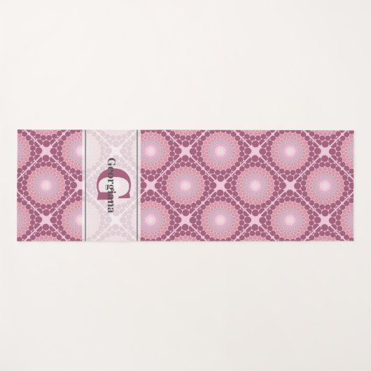 Mit Monogramm Dusky-Rose Dot Mandala geteert Yogamatte (Vorderseite (Horizontal))
