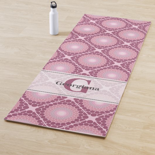 Mit Monogramm Dusky-Rose Dot Mandala geteert Yogamatte (Beispiel)